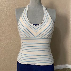 Tilt top. Tan striped tank